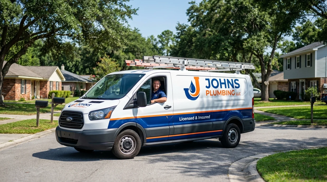 Johns Plumbing LLC service van in Chalmette, LA
