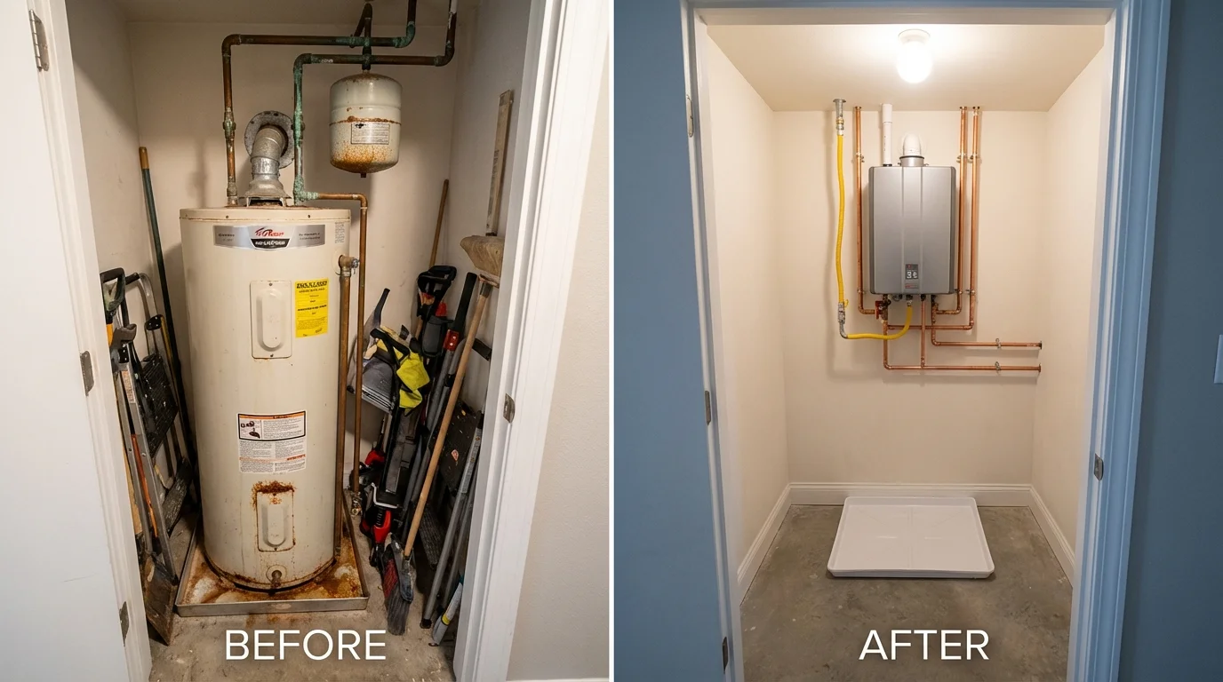 Tank water heater versus wall-mounted tankless unit comparison for Chalmette, LA homeowners